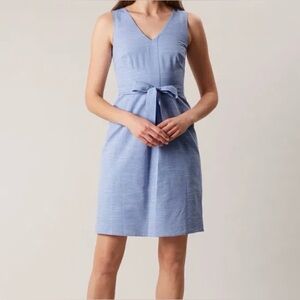 Hobbs London Alison Stripe Dress  Blue And White Seersucker Size 10